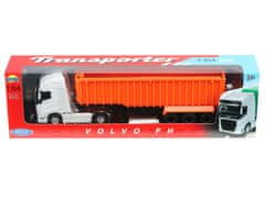 Carmotion Model 1:64, VOLVO FH, beli traktor, oranžni smetnjak