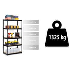 ACTIVESHOP Kovinski regal za shranjevanje 183 x 90 x 45 cm Humberg HR-700 črn