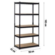 ACTIVESHOP Kovinski regal za shranjevanje 183 x 90 x 45 cm Humberg HR-700 črn