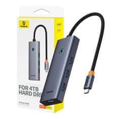 BASEUS Vozlišče 5v1 Baseus UltraJoy 5-portno (4xUSB 3.0, PD) sivo