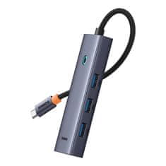 BASEUS Vozlišče 5v1 Baseus UltraJoy 5-portno (4xUSB 3.0, PD) sivo