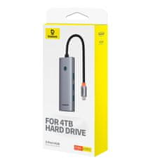 BASEUS Vozlišče 5v1 Baseus UltraJoy 5-portno (4xUSB 3.0, PD) sivo