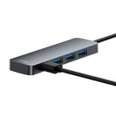 BASEUS Vozlišče 4v1 Baseus UltraJoy Lite USB-A na USB 3.0 15cm (sivo)