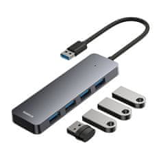 BASEUS Vozlišče 4v1 Baseus UltraJoy Lite USB-A na USB 3.0 15cm (sivo)