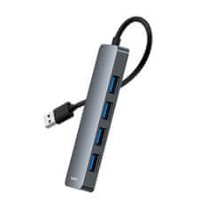 BASEUS Vozlišče 4v1 Baseus UltraJoy Lite USB-A na USB 3.0 15cm (sivo)