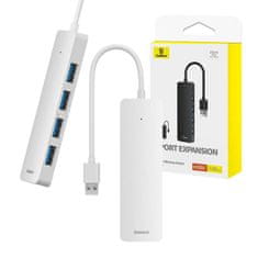 BASEUS Vozlišče 4v1 Baseus UltraJoy Lite USB-A na USB 3.0 15cm (belo)