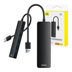 BASEUS Vozlišče 4v1 Baseus UltraJoy Lite USB-A do USB 3.0 15 cm (črno)