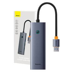 BASEUS Vozlišče 4v1 Baseus UltraJoy USB-A do USB 3.0 + RJ45 (vesoljsko siva)