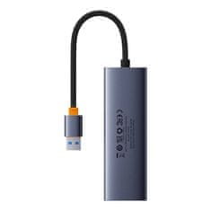 BASEUS Vozlišče 4v1 Baseus UltraJoy USB-A do USB 3.0 + RJ45 (vesoljsko siva)