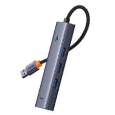 BASEUS Vozlišče 4v1 Baseus UltraJoy USB-A do USB 3.0 + RJ45 (vesoljsko siva)