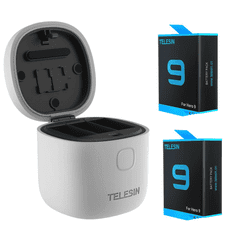 TELESIN Allin box Telesin vodoodporni trojni polnilec za GoPro Hero 9 / Hero 10 + 2 bateriji (GP-BTR-905-GY)