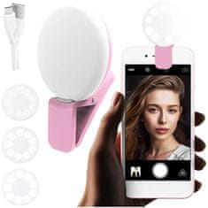 Miramarket LED luč Alogy Mini Selfie Ring Clip za snemanje fotografij za telefon s sponko Roza