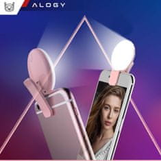 Miramarket LED luč Alogy Mini Selfie Ring Clip za snemanje fotografij za telefon s sponko Roza