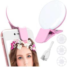 Miramarket LED luč Alogy Mini Selfie Ring Clip za snemanje fotografij za telefon s sponko Roza