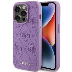 Guess Originalni trdi etui GUESS GUHCP15XP4EPMU za iPhone 15 PRO MAX (Quilted 4G Classic / svetlo vijolična)