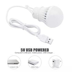 OEM LED žarnica USB A topla bela svetloba 200 lm 3W 1 m bela