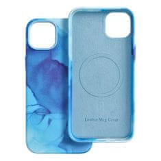 OEM Usnjen ovitek MAG COVER, združljiv z MagSafe za IPHONE 14 Plus blue splash