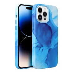 OEM Usnjen ovitek MAG COVER, združljiv z MagSafe za IPHONE 14 Plus blue splash