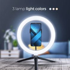 OEM LED Ring Stream RGB ring light 10" z držalom za telefon + stativ črna