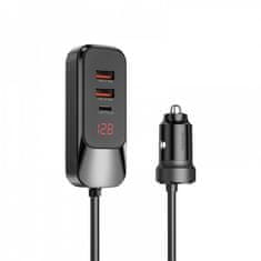 WiWU WiWU - Večportni avtomobilski polnilnik s podaljškom Wi-QC015 120W PD+QC 2xUSB A + 2xUSB C