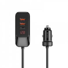 WiWU WiWU - Večportni avtomobilski polnilnik s podaljškom Wi-QC015 120W PD+QC 2xUSB A + 2xUSB C