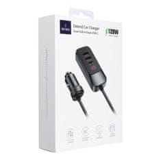 WiWU WiWU - Večportni avtomobilski polnilnik s podaljškom Wi-QC015 120W PD+QC 2xUSB A + 2xUSB C