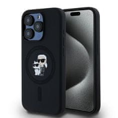 Karl Lagerfeld KARL LAGERFELD etui za IPHONE 15 Pro združljiv z MagSafe KLHMP15LSCMKCRHK (Silikonski KC Body Ring) črn