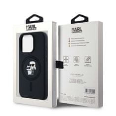 Karl Lagerfeld KARL LAGERFELD etui za IPHONE 15 Pro združljiv z MagSafe KLHMP15LSCMKCRHK (Silikonski KC Body Ring) črn