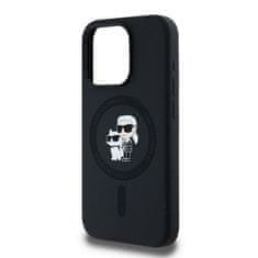 Karl Lagerfeld KARL LAGERFELD etui za IPHONE 15 Pro združljiv z MagSafe KLHMP15LSCMKCRHK (Silikonski KC Body Ring) črn