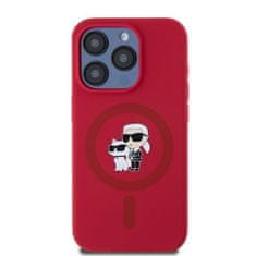 Karl Lagerfeld KARL LAGERFELD etui za IPHONE 15 Pro združljiv z MagSafe KLHMP15LSCMKCRHR (Silikonski KC Body Ring) rdeč