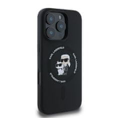 Karl Lagerfeld KARL LAGERFELD etui za IPHONE 16 Pro Max združljiv z MagSafe KLHMP16XSCMKCRHK (Silikonski KC Body Ring), črn