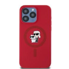 Karl Lagerfeld KARL LAGERFELD etui za IPHONE 15 Pro Max združljiv z MagSafe KLHMP15XSCMKCRHR (Silikonski KC Body Ring) rdeč