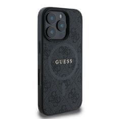 Guess GUESS etui za IPHONE 16 Pro združljiv z MagSafe GUHMP16LG4GFRK (PU 4G Ring Classic Logo) črn