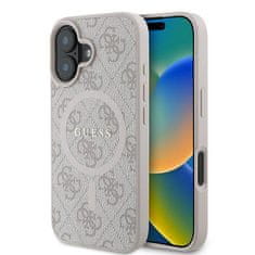 Guess GUESS etui za IPHONE 16 Plus, združljiv z MagSafe GUHMP16MG4GFRP (PU 4G Ring Classic Logo) roza