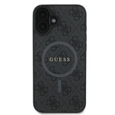 Guess GUESS etui za IPHONE 16 Plus, združljiv z MagSafe GUHMP16MG4GFRK (PU 4G Ring Classic Logo), črn