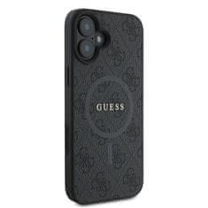 Guess GUESS etui za IPHONE 16 Plus, združljiv z MagSafe GUHMP16MG4GFRK (PU 4G Ring Classic Logo), črn