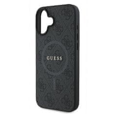 Guess GUESS etui za IPHONE 16 Plus, združljiv z MagSafe GUHMP16MG4GFRK (PU 4G Ring Classic Logo), črn