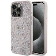 Guess GUESS etui za IPHONE 14 Pro Max združljiv z MagSafe GUHMP14XG4GFRP (4G Ring classic logo) roza