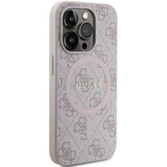 Guess GUESS etui za IPHONE 14 Pro Max združljiv z MagSafe GUHMP14XG4GFRP (4G Ring classic logo) roza