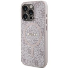 Guess GUESS etui za IPHONE 14 Pro Max združljiv z MagSafe GUHMP14XG4GFRP (4G Ring classic logo) roza