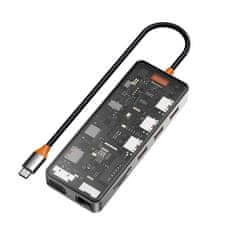 WiWU WiWU - HUB 11v1 CB011 Type-C za USB3.0x3+USB2.0x1+SD/TF(2.0)+HDMIx1+RJ45+VGA+PD+Audio