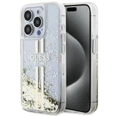 Guess GUESS etui za IPHONE 15 Pro GUHCP15LLFCSEGT (Liquid Glitter Gold Stripes) prozoren