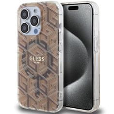 Guess GUESS etui za IPHONE 15 Pro združljiv z MagSafe GUHMP15LHGCUSTGW (IML GCUBE) rjav