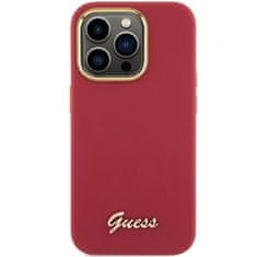 Guess GUESS etui za IPHONE 15 Pro GUHCP15LSMBSLM (Silikonski napis, kovinski logotip in okvir) magenta