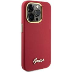 Guess GUESS etui za IPHONE 15 Pro GUHCP15LSMBSLM (Silikonski napis, kovinski logotip in okvir) magenta