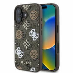 Guess GUESS etui za IPHONE 16, združljiv z MagSafe GUHMP16SP4PWPW (PU Peony on 4G Background), rjav