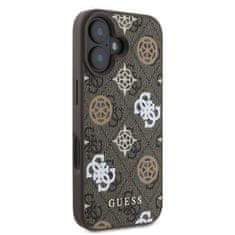 Guess GUESS etui za IPHONE 16, združljiv z MagSafe GUHMP16SP4PWPW (PU Peony on 4G Background), rjav