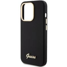 Guess GUESS etui za IPHONE 15 Pro GUHCP15LSMBSLK (Silikonski napis s kovinskim logotipom in okvirjem), črno