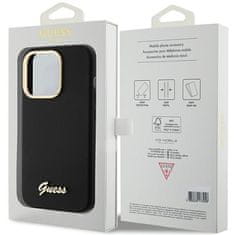 Guess GUESS etui za IPHONE 15 Pro GUHCP15LSMBSLK (Silikonski napis s kovinskim logotipom in okvirjem), črno