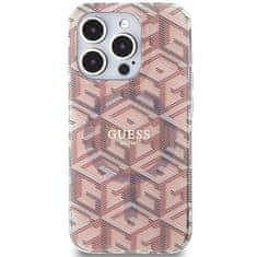 Guess GUESS etui za IPHONE 15 Pro združljiv z MagSafe GUHMP15LHGCUSTGP (IML GCUBE) roza